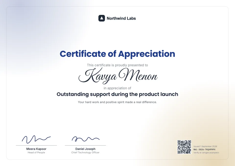 Certificate of Appreciation template