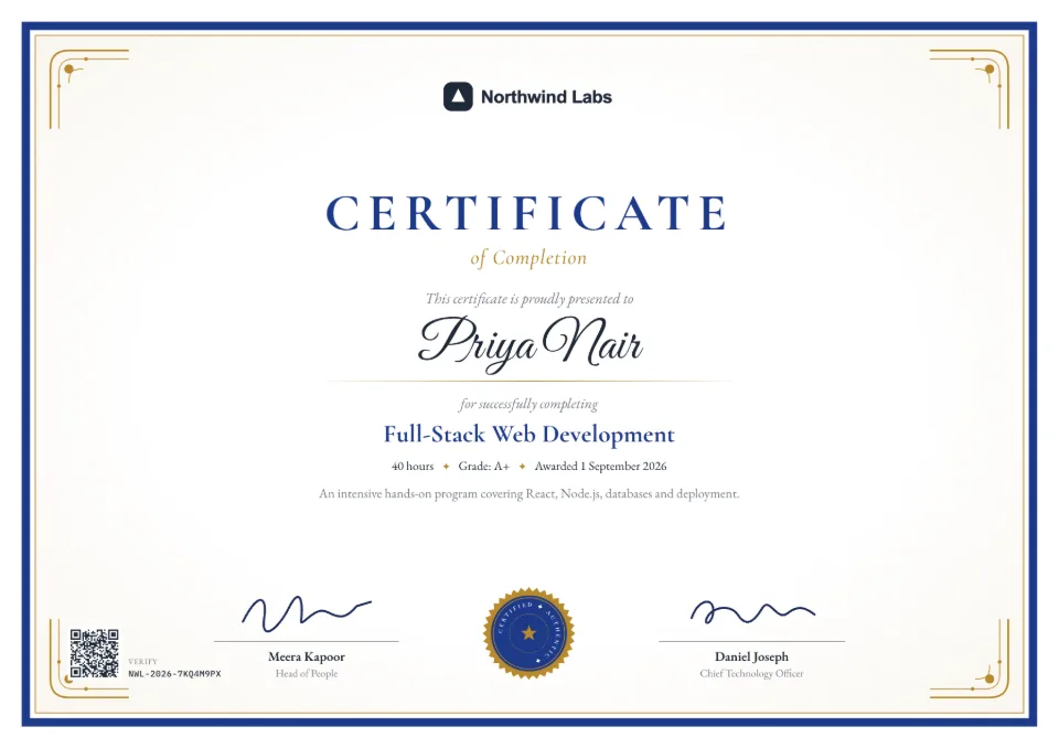 Classic Border certificate of completion template